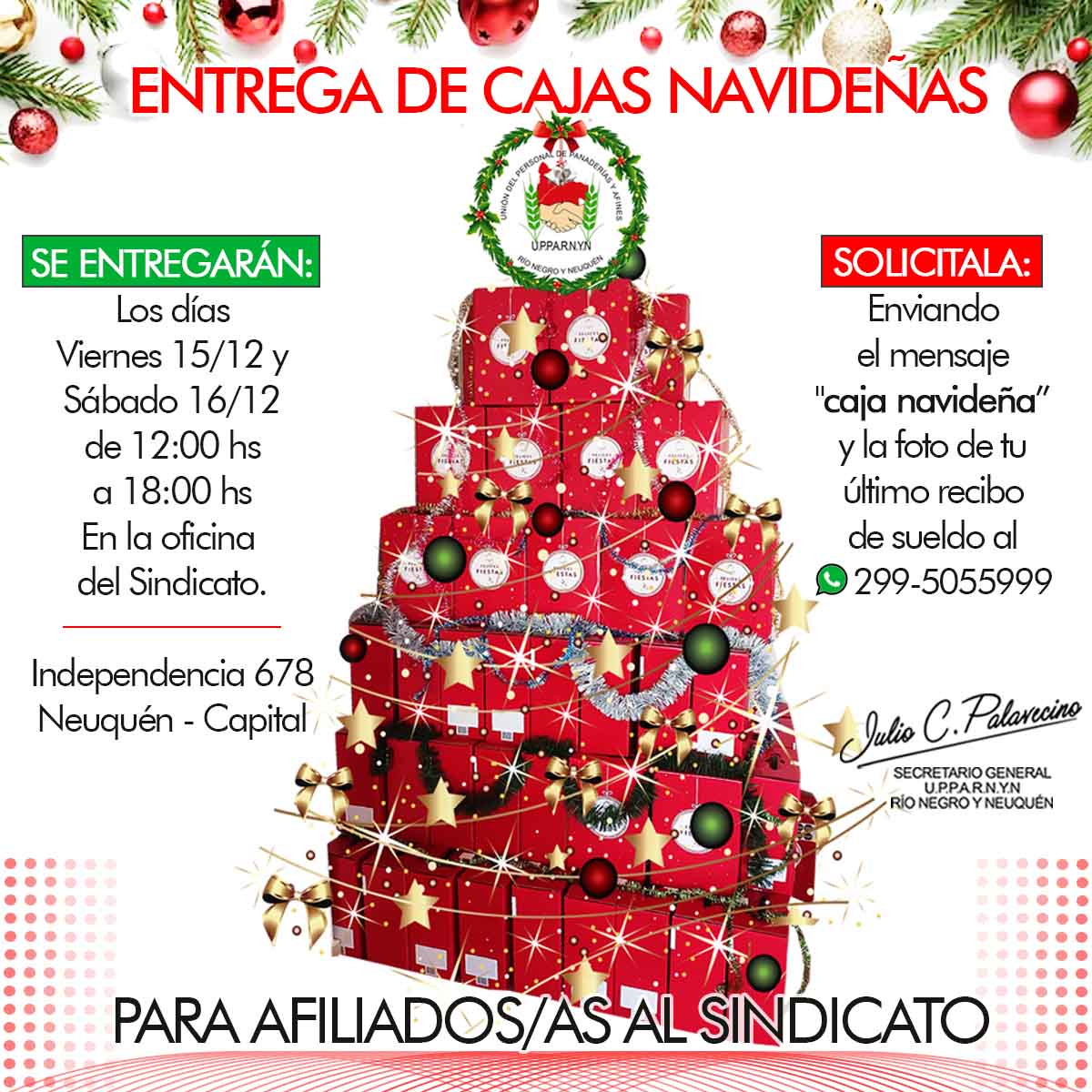 Entrega de cajas navideñas